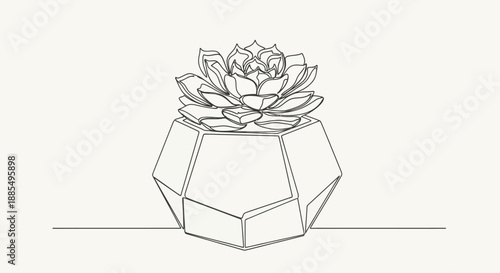 Geometric Pot with Flower Digital Illustration.
