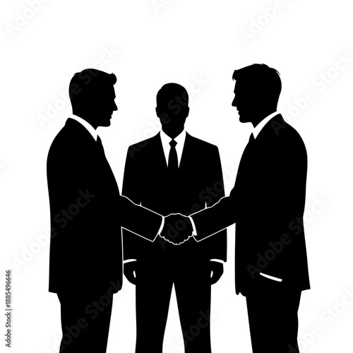 Three businessmen shaking hands in a professional setting