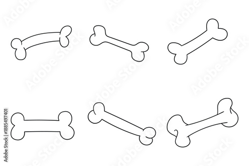 Hand-drawn doodle set of bones on a white background.