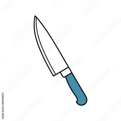 Simple Kitchen Knife Cartoon Icon Isolated
