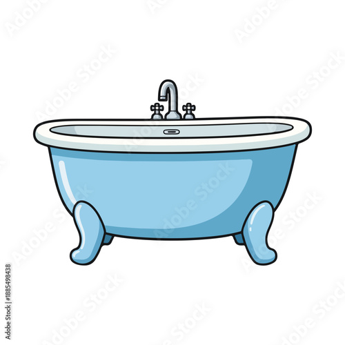 Cute Cartoon Clawfoot Bathtub Icon Isolated
