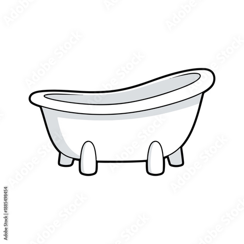 Cartoon Bathtub Icon Doodle Style Drawing Bathroom Element