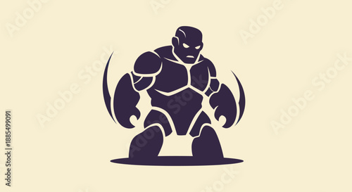 Abstract warrior illustration on yellow background