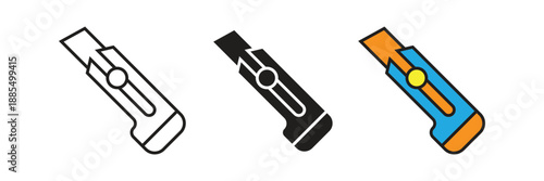 Utility Cutter Knife icon vector. Retractable utility knife icon representing professional cutting tools, DIY home improvement, stationery supplies,  industrial packaging equipment for manual labor.