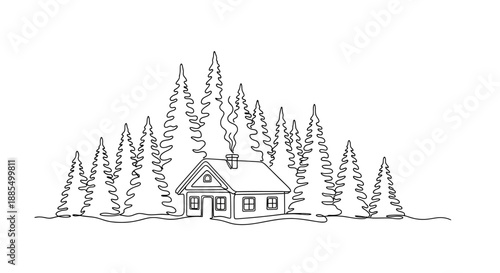 Simple Black and White House Illustration.