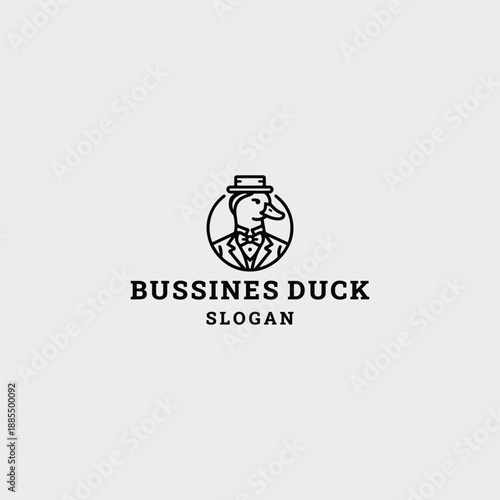 Business duck logo vector icon illustration