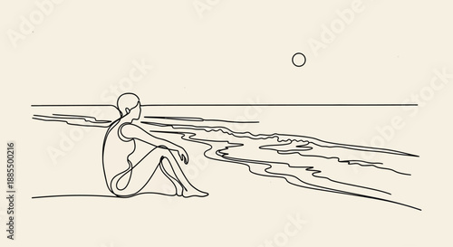 Sketch of Person Sitting by Water.