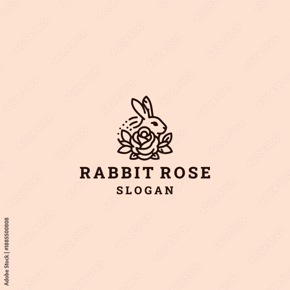 Obraz premium Rabbit rose logo vector icon illustration