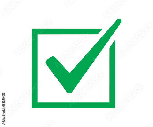 A definitive green checkmark icon is clearly enclosed within a visible square border, suggesting immediate success and confirmed action.