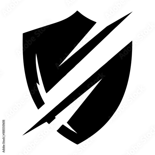 Cybersecurity Shield Logo Icon with Sharp Geometric Cuts