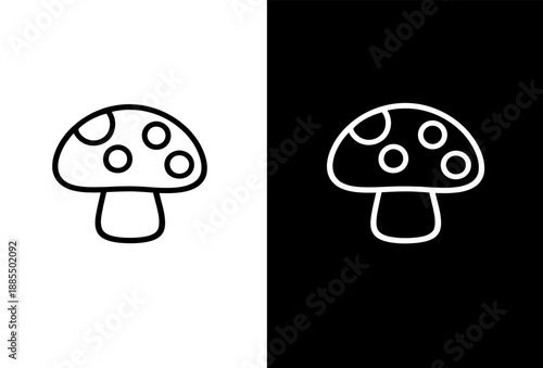 Mushroom line art icon design in black and white background