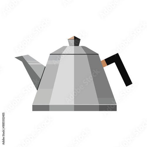 Flat design metal teapot illustration