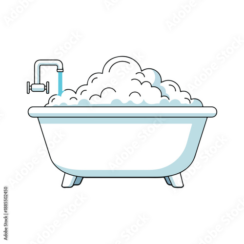Bubble Bath Vector Illustration Cartoon Outline Style