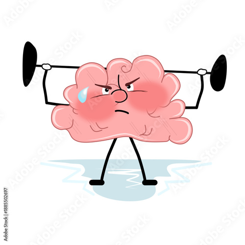 Vector of brain effort, brain-friendly barbell with gym weights