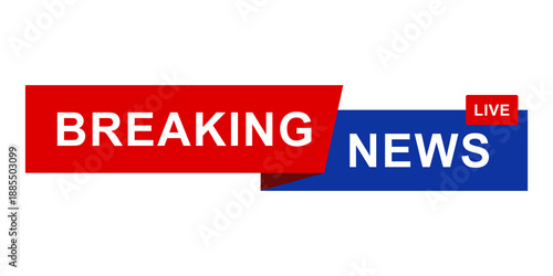 Breaking News Template Title for TV Screen Channel, Flat Vector Illustration with Red and Blue Broadcast Design, Live News Alert Banner for Television Media