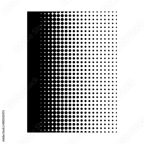 Linear halftone gradient background. Vertical fading dot texture vector