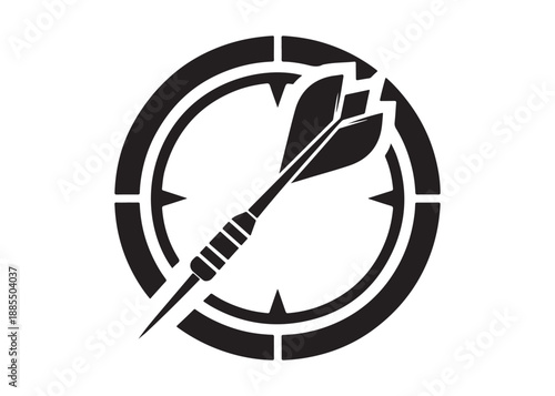 dart logo silhouette vector, dart arrow logo silhouette illustration, target with dart silhouette vector, dart hitting logo vector, goal achievement logo vector silhouette on white background.