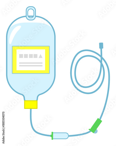 維持輸液バッグとカテーテルのシンプルなイラスト