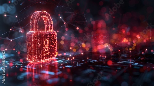 Cyber Security Concept Digital Lock Background Copy Space