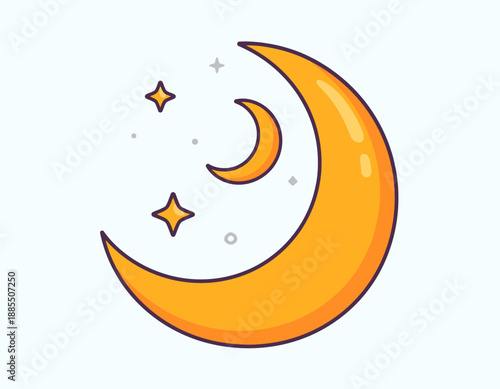 Crescent Moon Shines Brightly with Stars