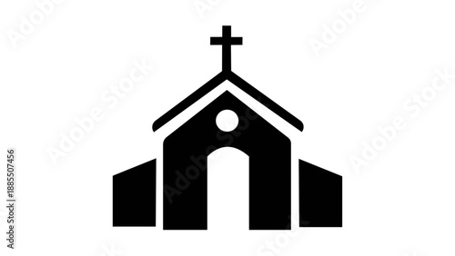 Christian Church Building Icon Silhouette