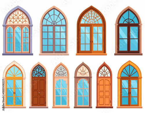 Vector illustration of windows with unique designs