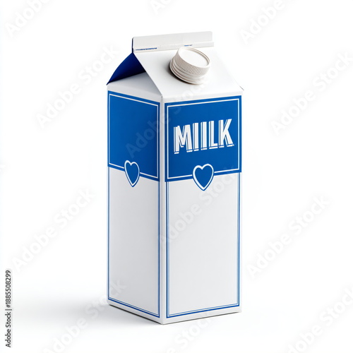 generic milk carton packaging isolated on white background