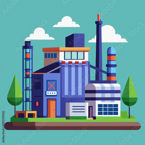 Modern Industrial Factory Complex Building