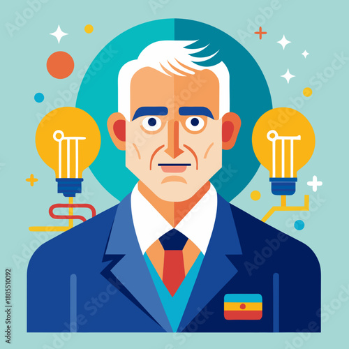 Inventor Thomas Edison with Lightbulb Ideas