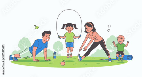 Family Playing Together in the Park.