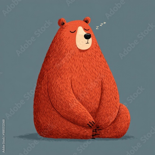 Sleeping bear with a serene expression on a blue background.