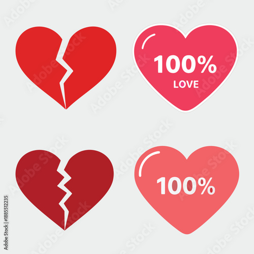 Broken Heart Symbols with Love Percentage