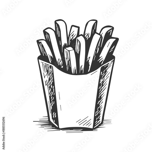 French fries fast food snack box illustration