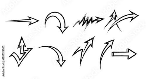 Collection of Various Arrow Symbols and Icons in a Dynamic and Abstract Design