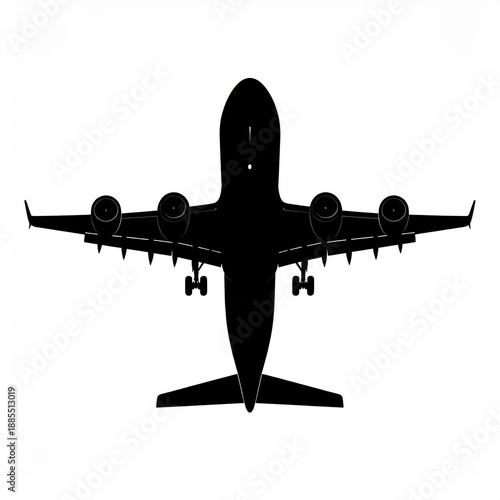 Wallpaper Mural Top Down Silhouette Of A Large Passenger Airplane With Four Engines Flying Against A White Background During Daylight Torontodigital.ca