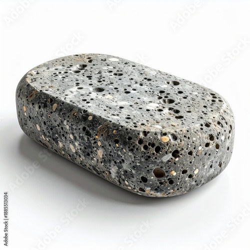 Wallpaper Mural Oval Shaped Gray Volcanic Rock with Small Pores and Speckled Texture on a White Background with Soft Lighting Torontodigital.ca