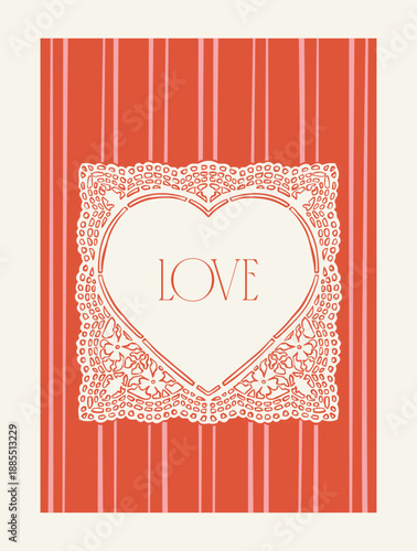 Whimsical Valentine’s Day greeting card with hand-drawn ink sketch love doodles and romantic love slogan.