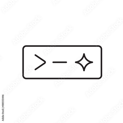 A vector icon representing a command input bar with AI assistance symbol, created in line style with editable stroke