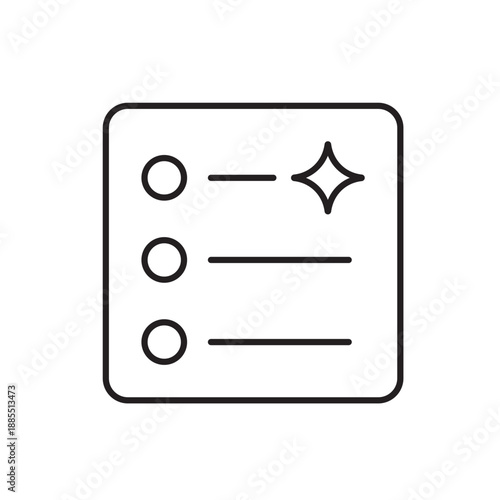 A vector icon showing a task list enhanced with AI features, created in line style with editable stroke