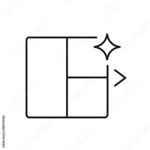 A vector icon depicting automatic layout adjustment using AI, created in line style with editable stroke