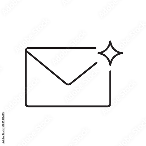 A vector icon showing an email or inbox prioritized by AI, created in line style with editable stroke