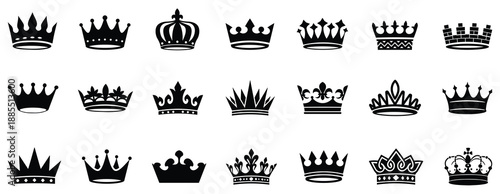Crown king mega icon set. Royal crown symbol collection .Crown icon set.  Vector simple crown icon collection. line crown icon. vector illustration