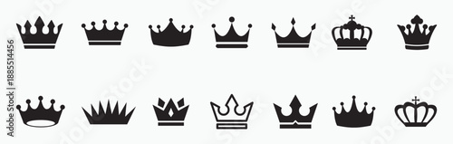 Crown icon set. Crown king mega icon set. Royal crown symbol collection. Vector simple crown icon collection. line crown icon. vector illustration