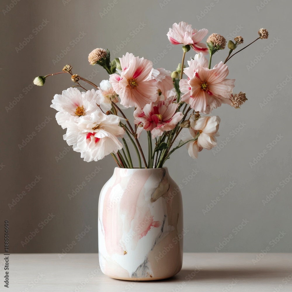 Obraz premium Elegant floral arrangement in a minimalist vase modern home decor soft lighting aesthetic beauty