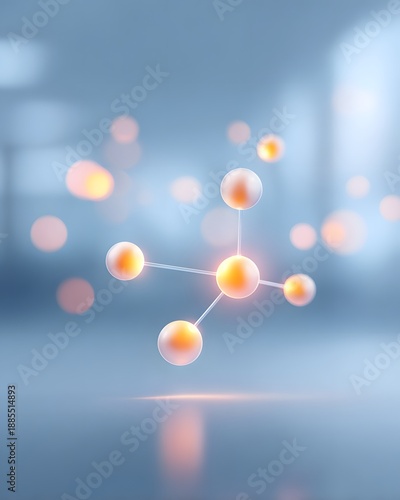 Data Analytics Business Intelligence Abstract molecular structure with glowing nodes on a blurred background.
