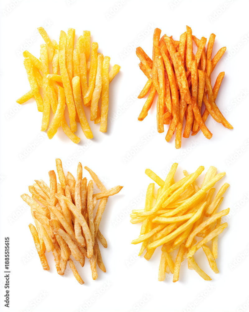 Fototapeta premium fries isolated on white background matching fast casual food set style