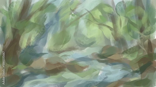 Serene Forest Stream with Lush Greenery