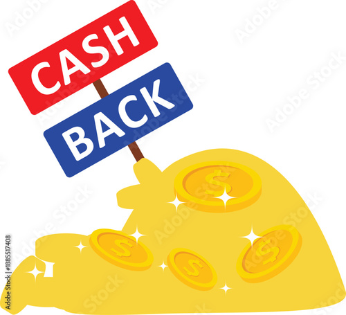 Cash back icon isolated on background. Money refund label, concept. Vector