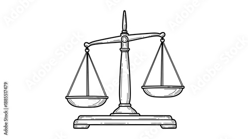 Black and White Illustration of Balance Scale.