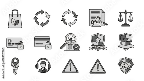 Collection of Security Icons and Symbols.